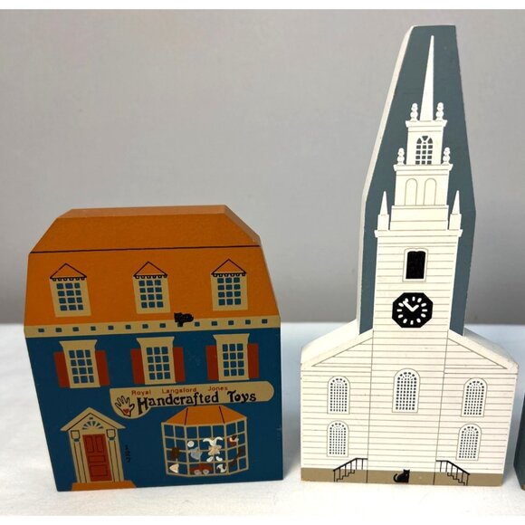 Cat's Meow 4 Handcrafted Wooden Village Building Block Set 1985-1993 - Picture 2 of 14